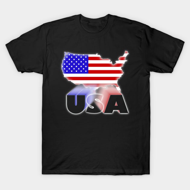 USA Flag Shadow Map T-Shirt by KZK101